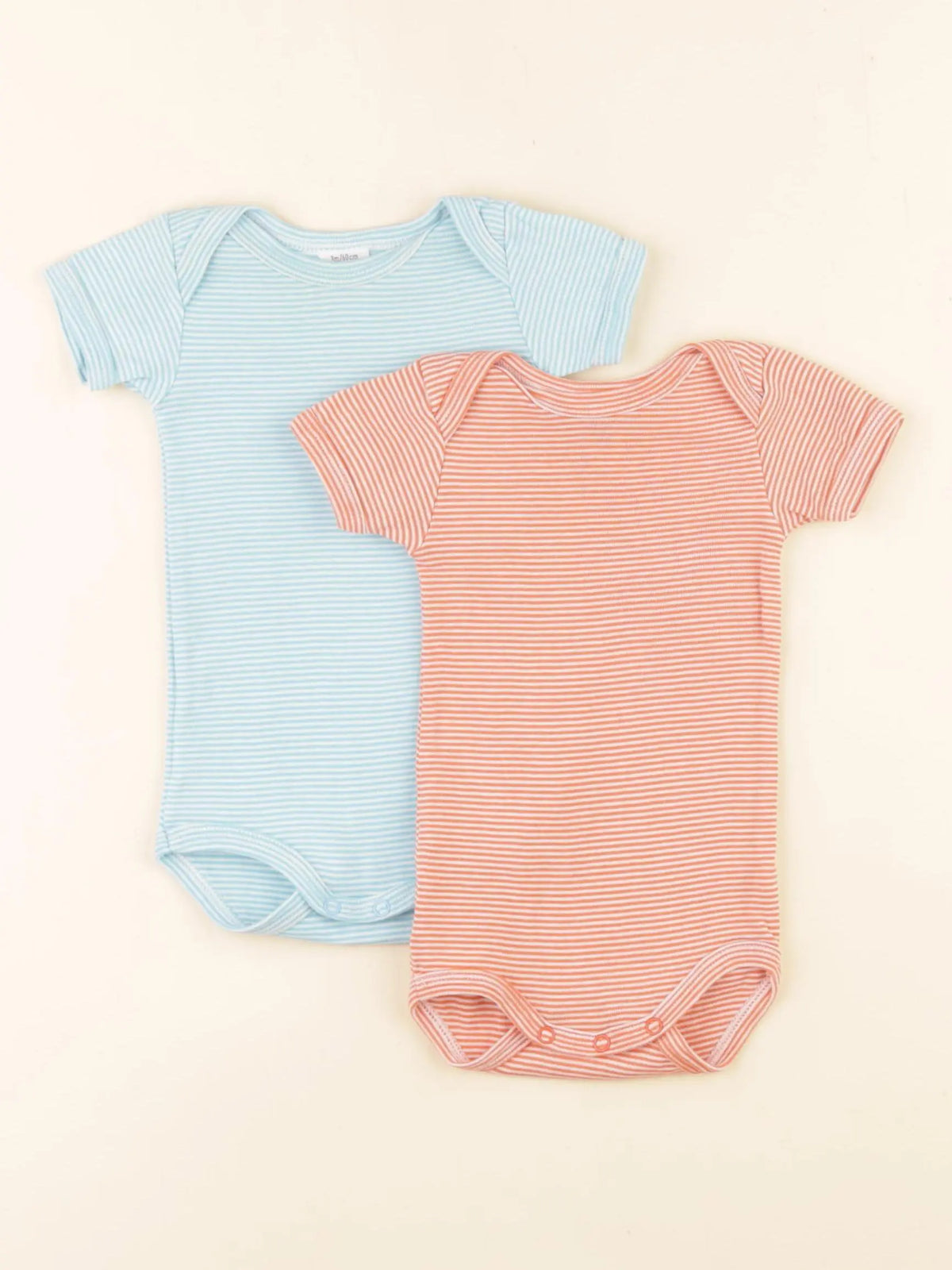 Petit Bateau - lot de 2 bodies en coton bleu, orange - 3 mois