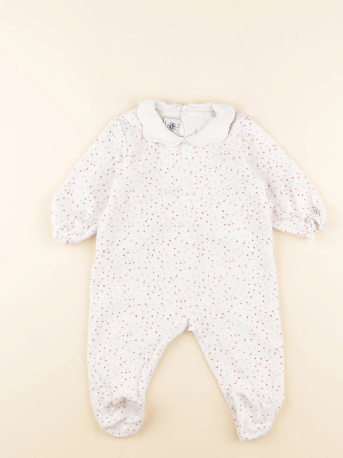 Petit Bateau - pyjama velours blanc, multicolore - 6 mois