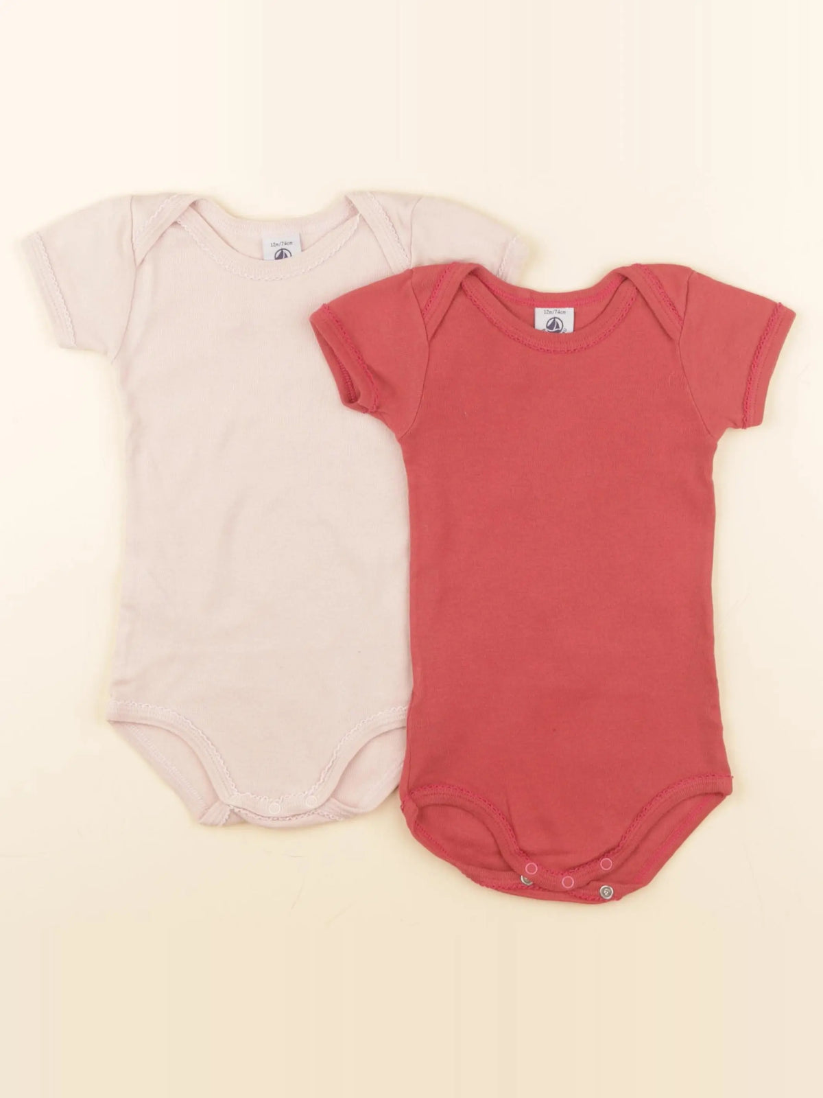 Petit Bateau - lot de 2 bodies en coton rose - 12 mois