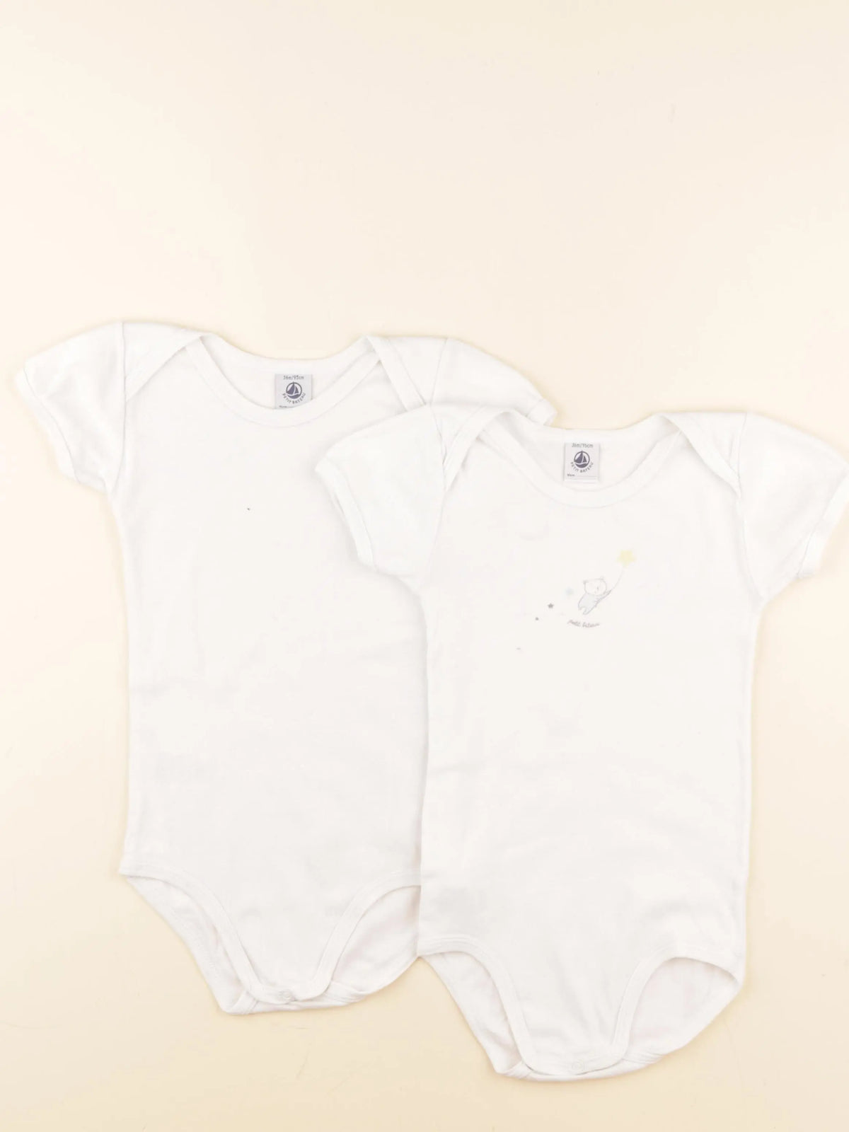 Petit Bateau - lot de 2 bodies en coton blanc - 3 ans