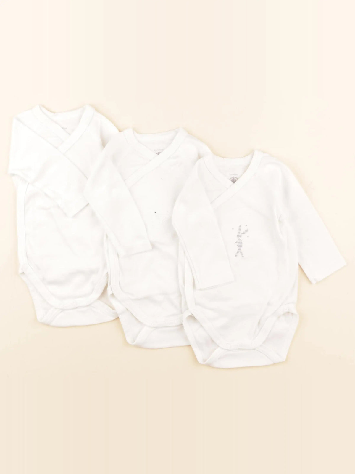 Petit Bateau - lot de 3 bodies en coton blanc - 3 mois