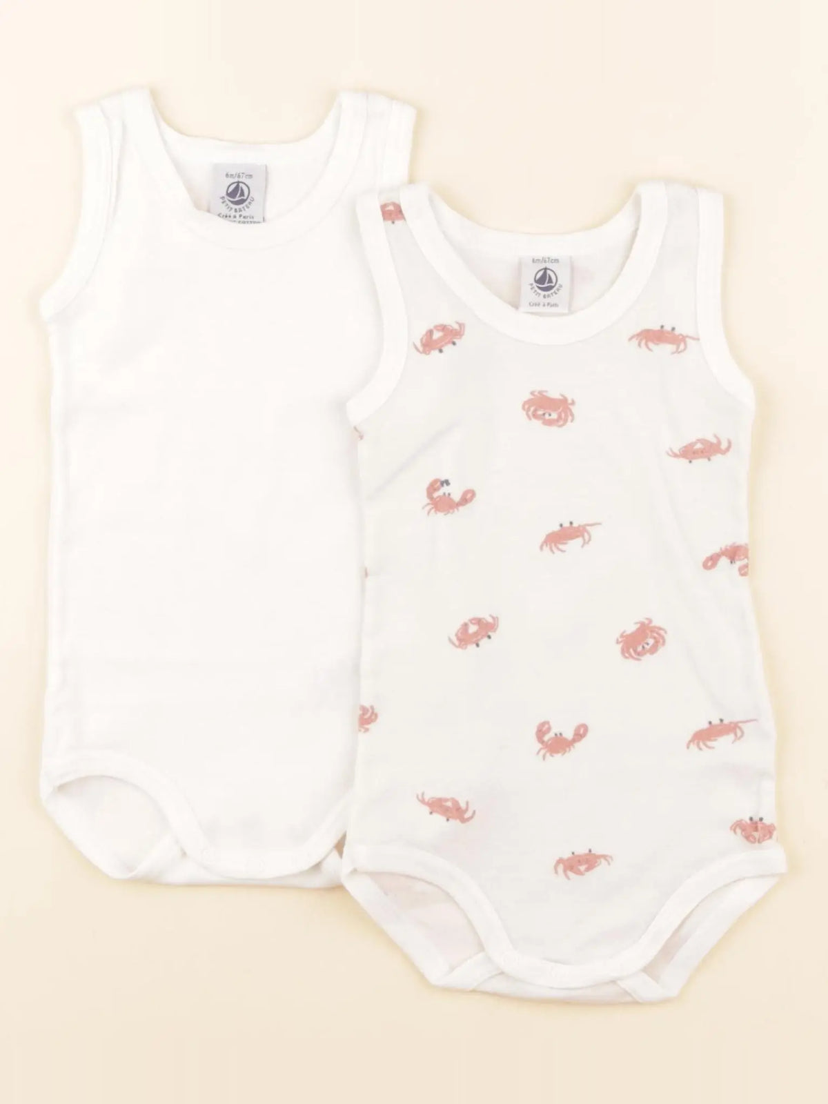 Petit Bateau - lot de 2 bodies en coton blanc - 6 mois