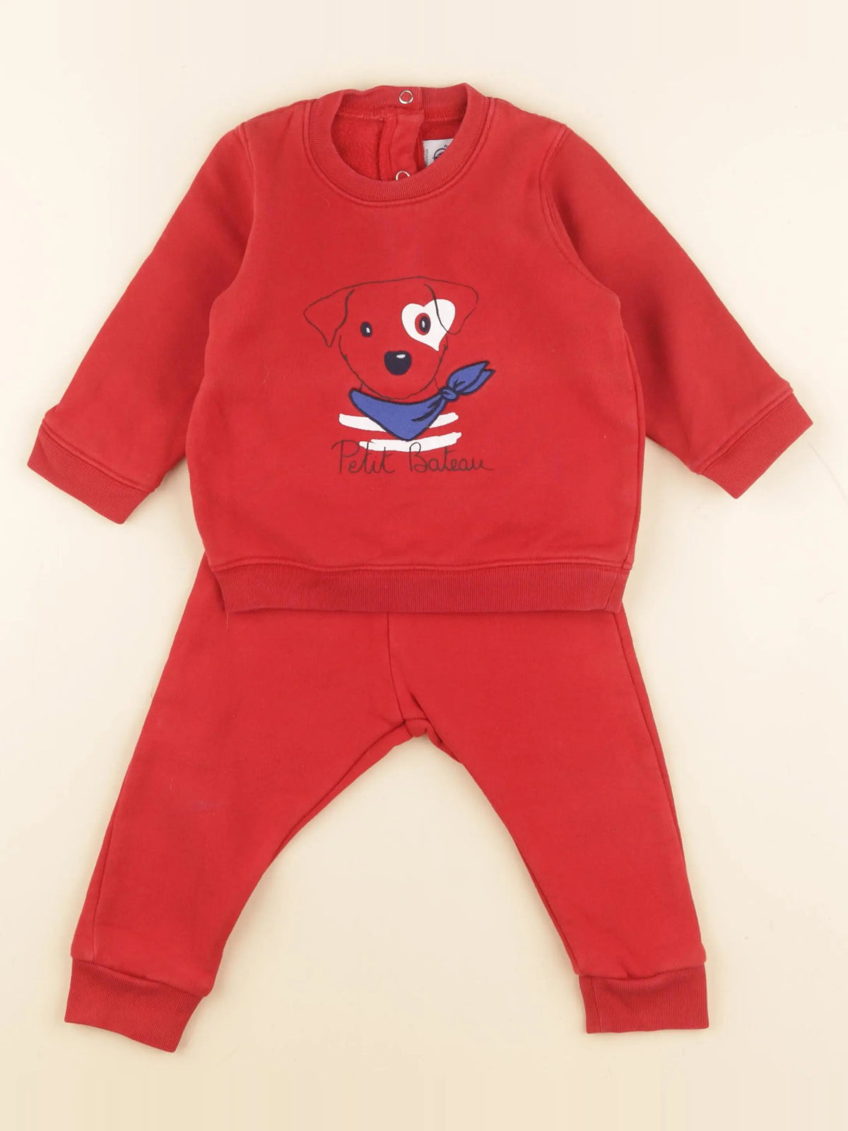 Petit Bateau - ensemble rouge - 18 mois