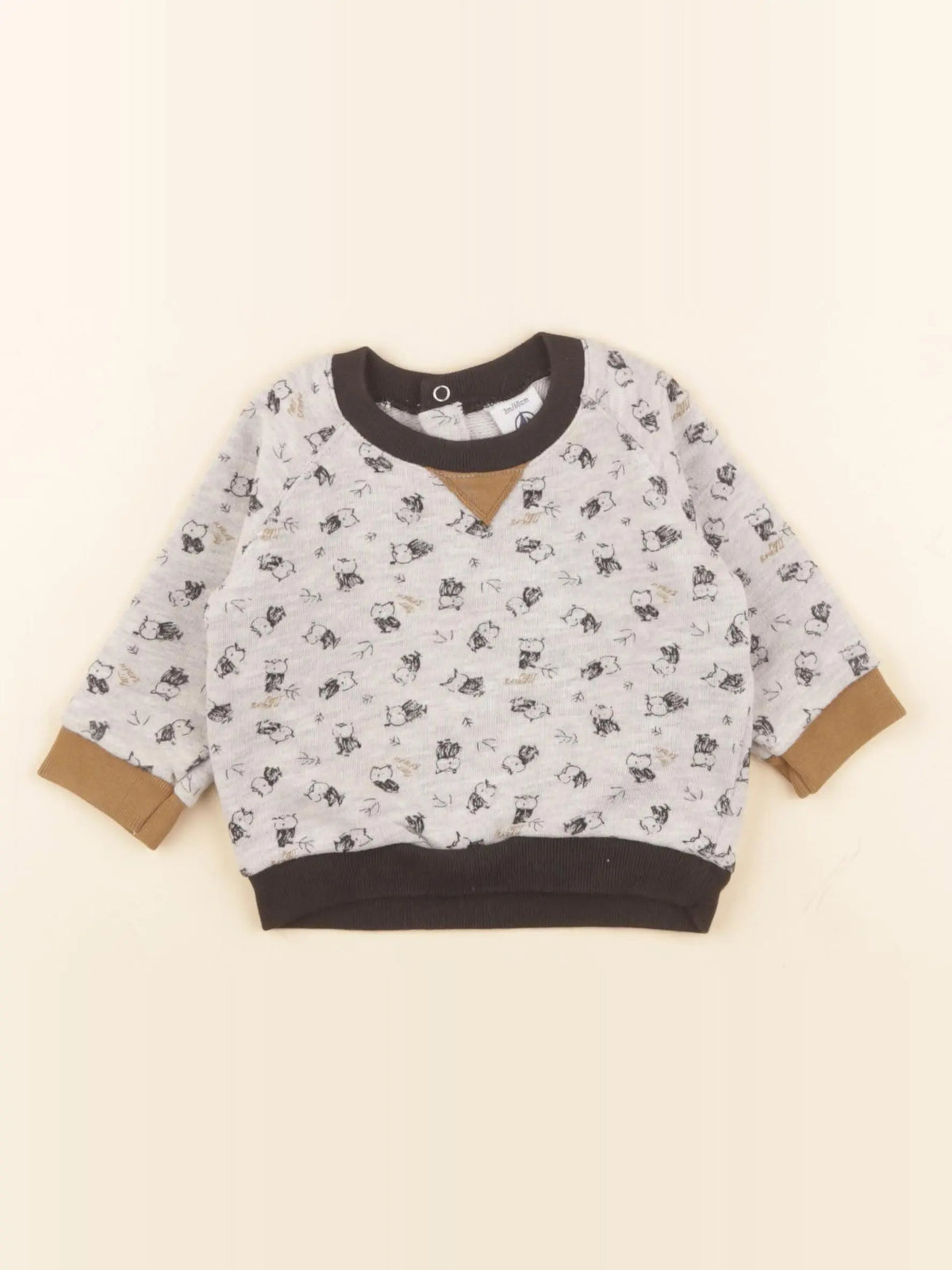Petit Bateau - sweat bleu, gris - 3 mois