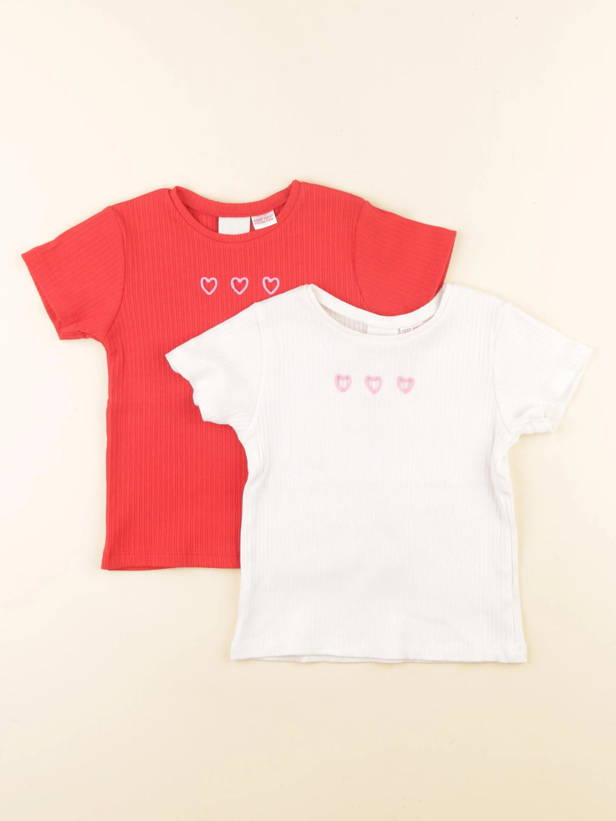 Zara - lot de 2 tee-shirts blanc, rouge - 5 ans