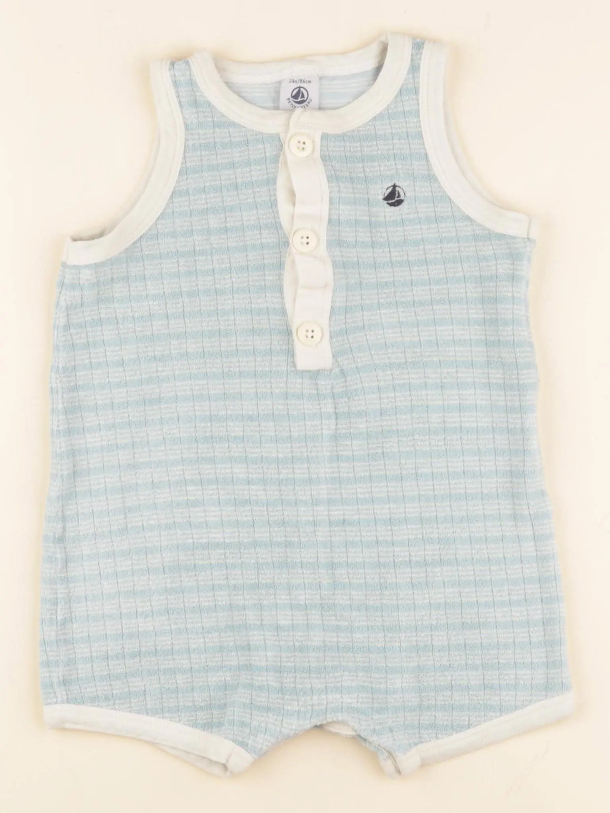 Petit Bateau - combinaison bleu, beige - 2 ans