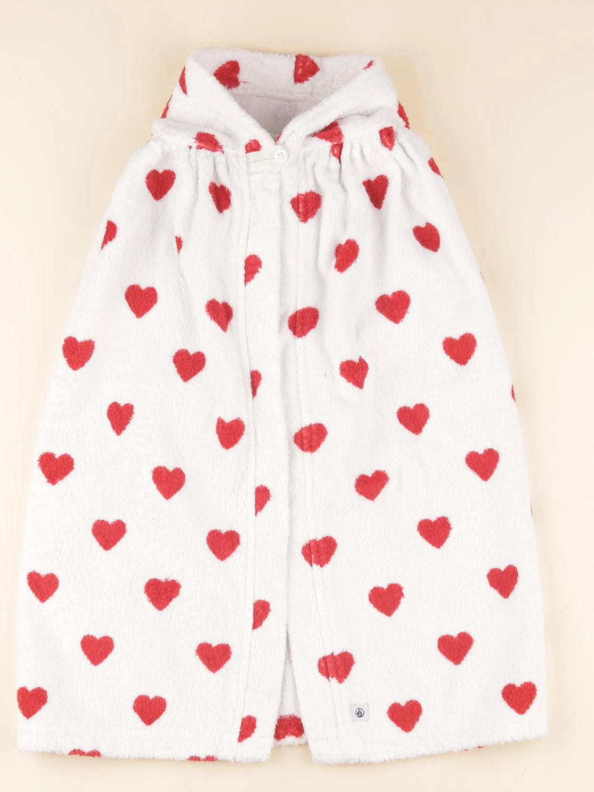 Petit Bateau - peignoir blanc, rouge - 6/12 mois