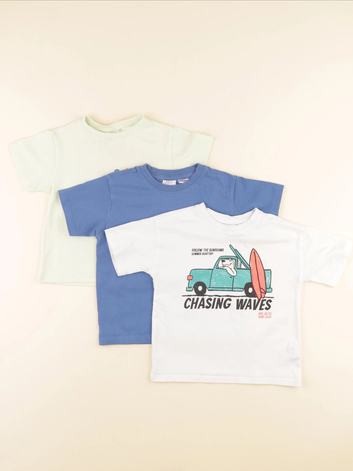 Zara - lot de 3 tee-shirts imprimé au dos multicolore - 2 ans