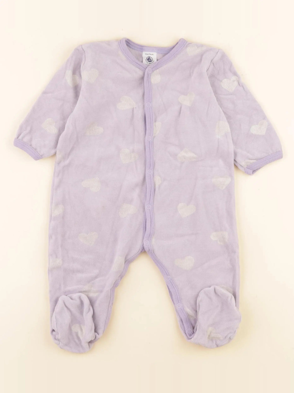 Petit Bateau - pyjama velours violet - 12 mois