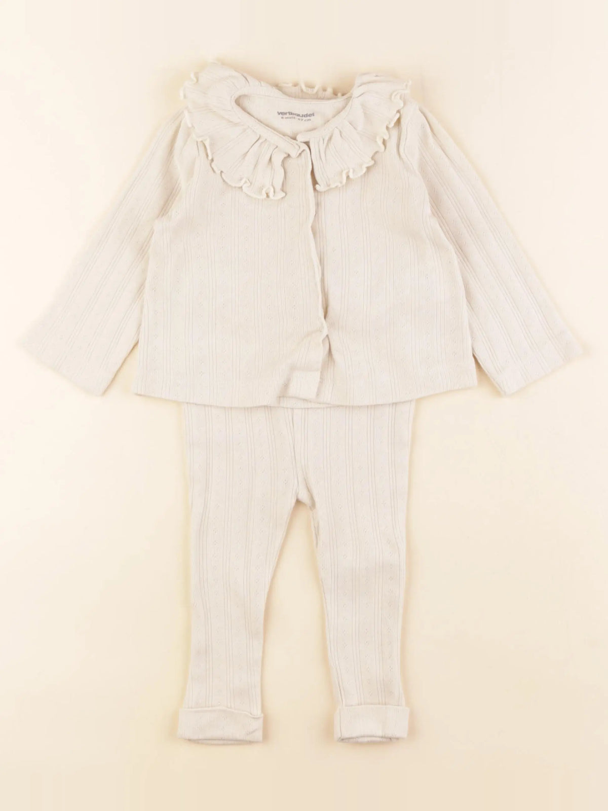Vertbaudet - ensemble beige - 6 mois