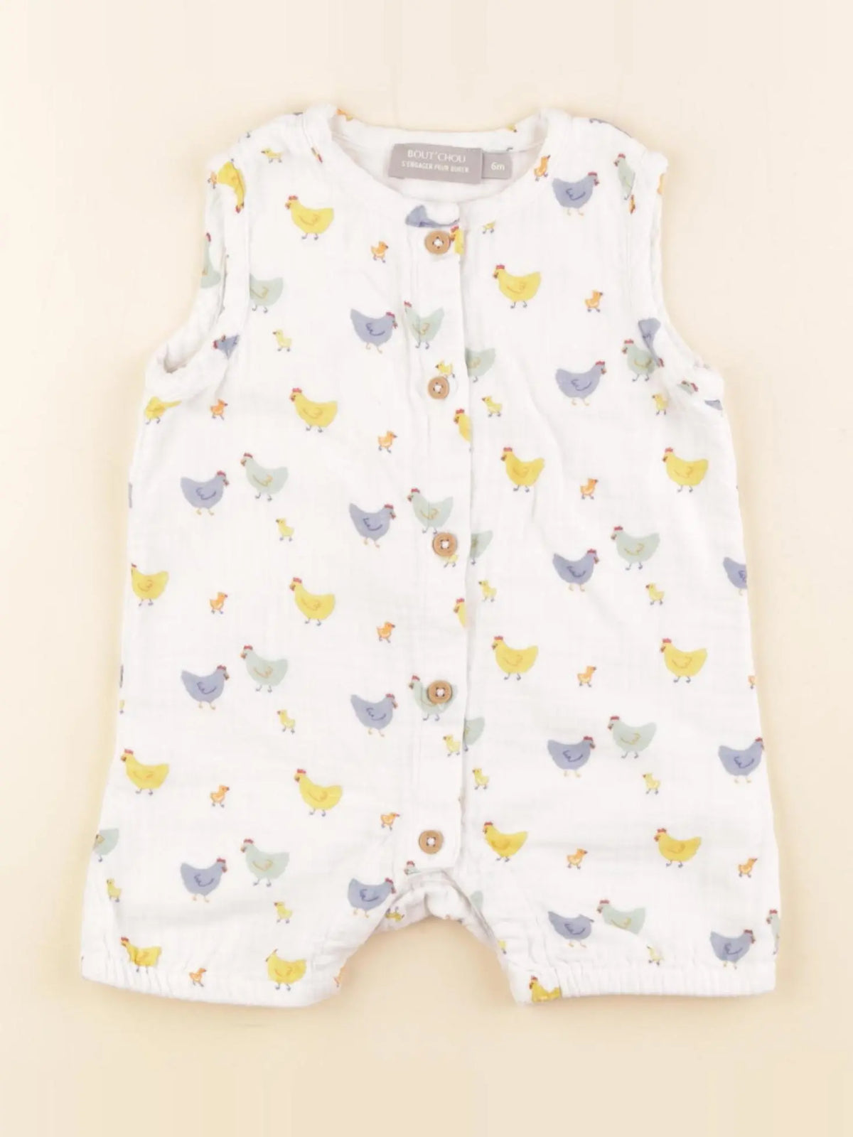Boutchou - combinaison blanc, jaune - 6 mois