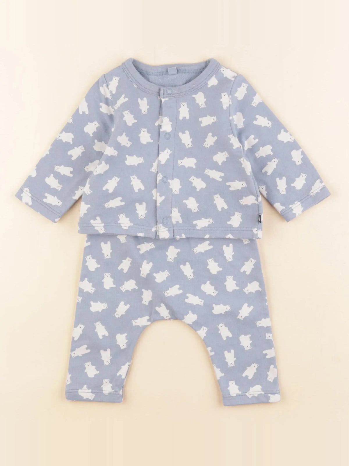 Petit Bateau - ensemble bleu, blanc - 3 mois
