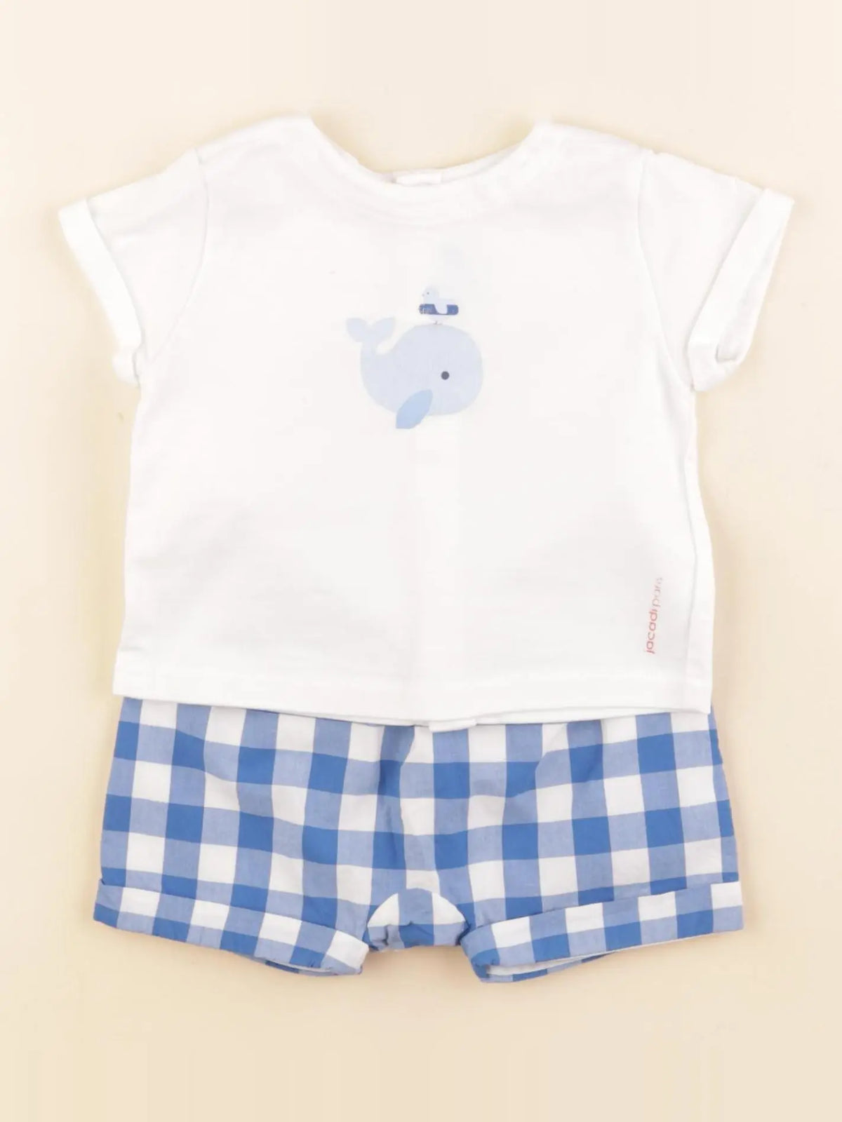 Jacadi - ensemble blanc, bleu - 6 mois