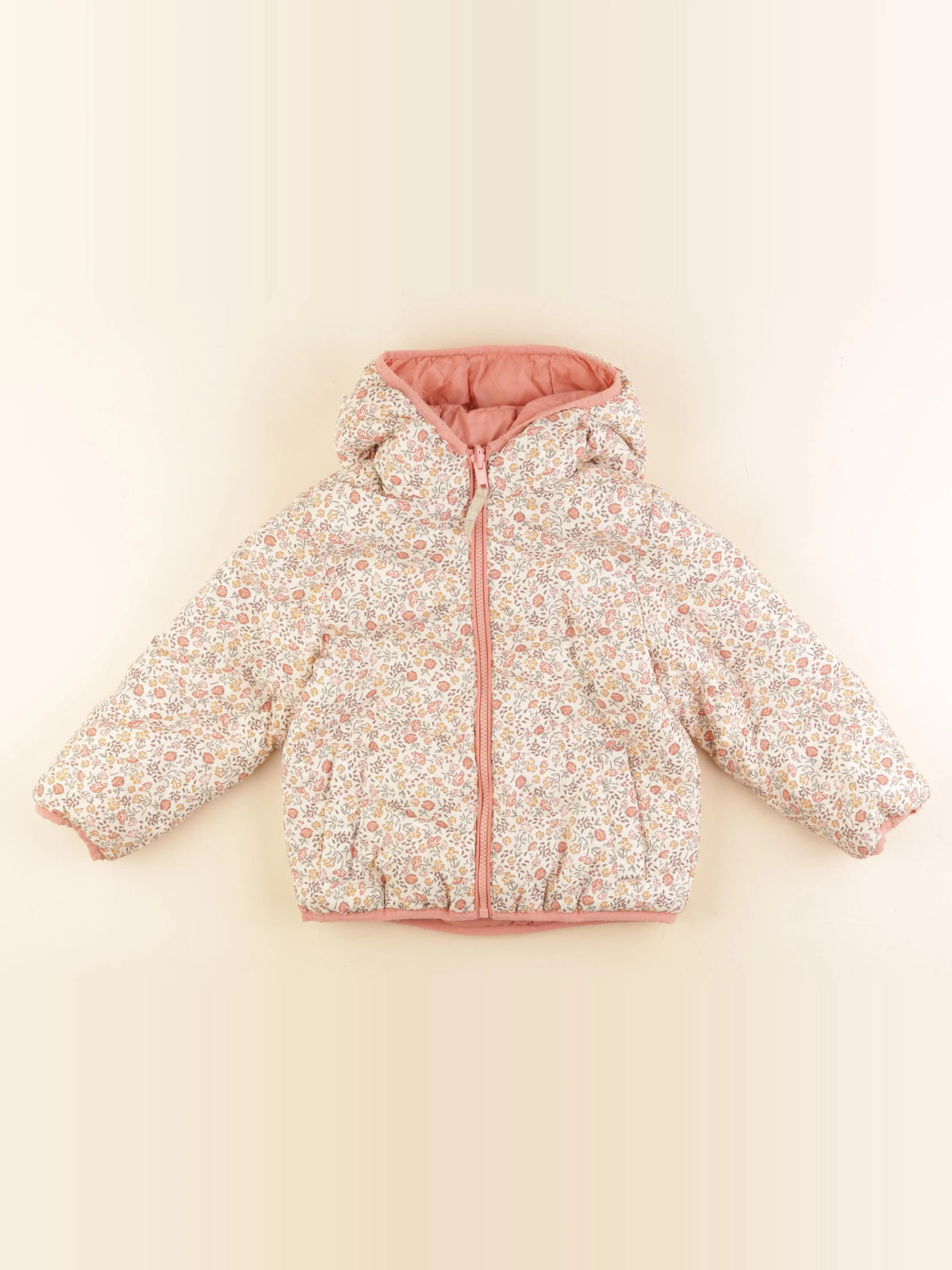 Vertbaudet - doudoune réversible beige, rose - 6 ans