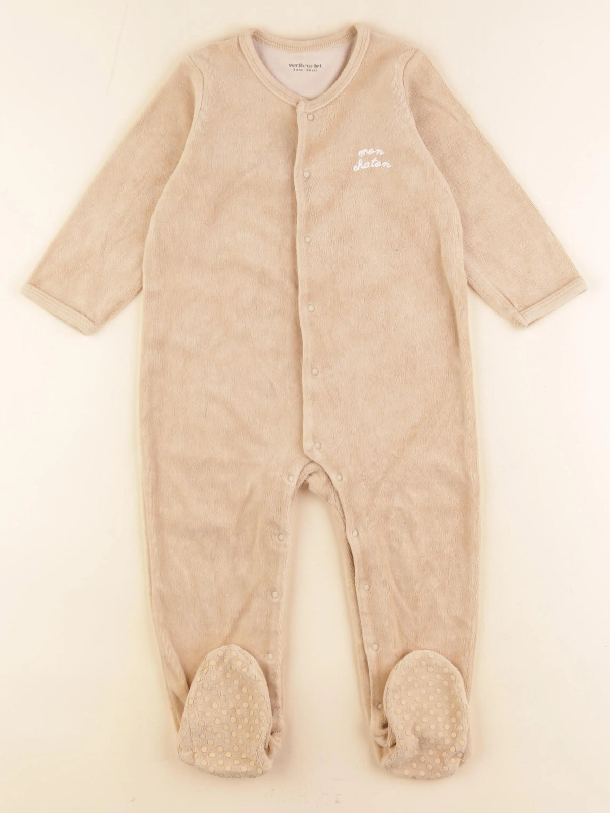 Vertbaudet - pyjama velours beige - 2 ans