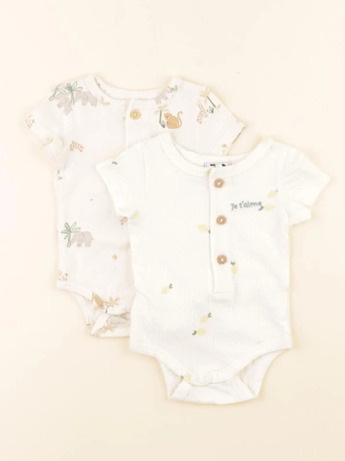 Tape à l'oeil - lot de 2 bodies en coton beige - 1 mois