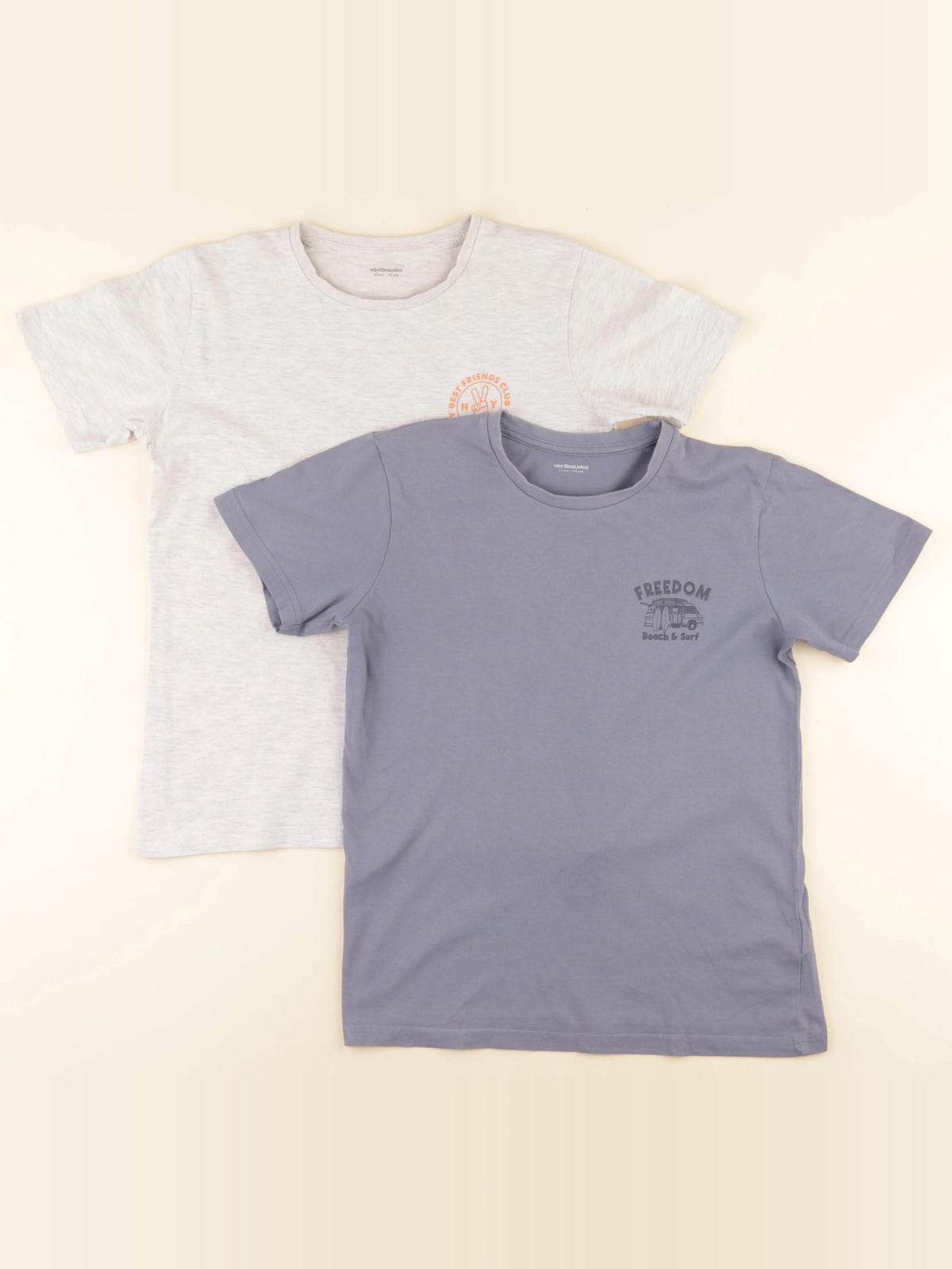 Vertbaudet - lot de 2 tee-shirts bleu, gris - 12 ans