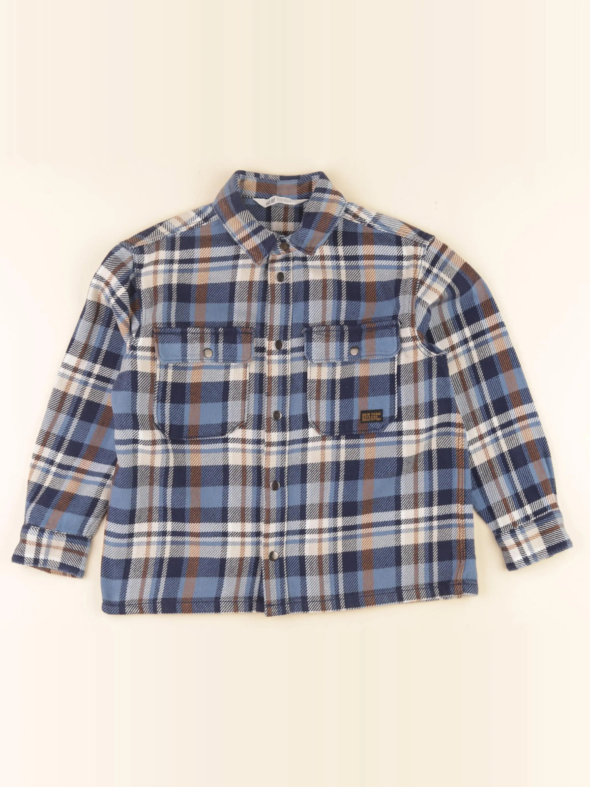 H&M - sur-chemise bleu, beige - 8/9 ans