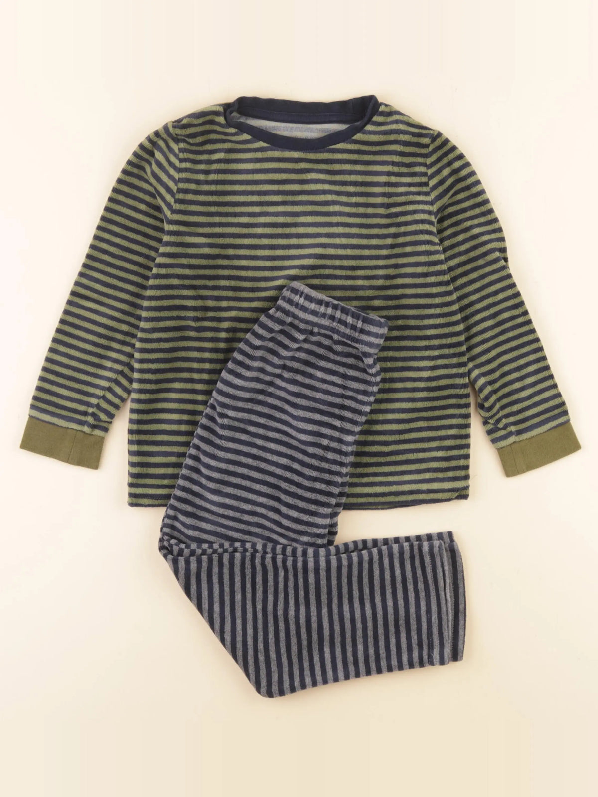 Vertbaudet - pyjama velours bleu, vert - 6 ans