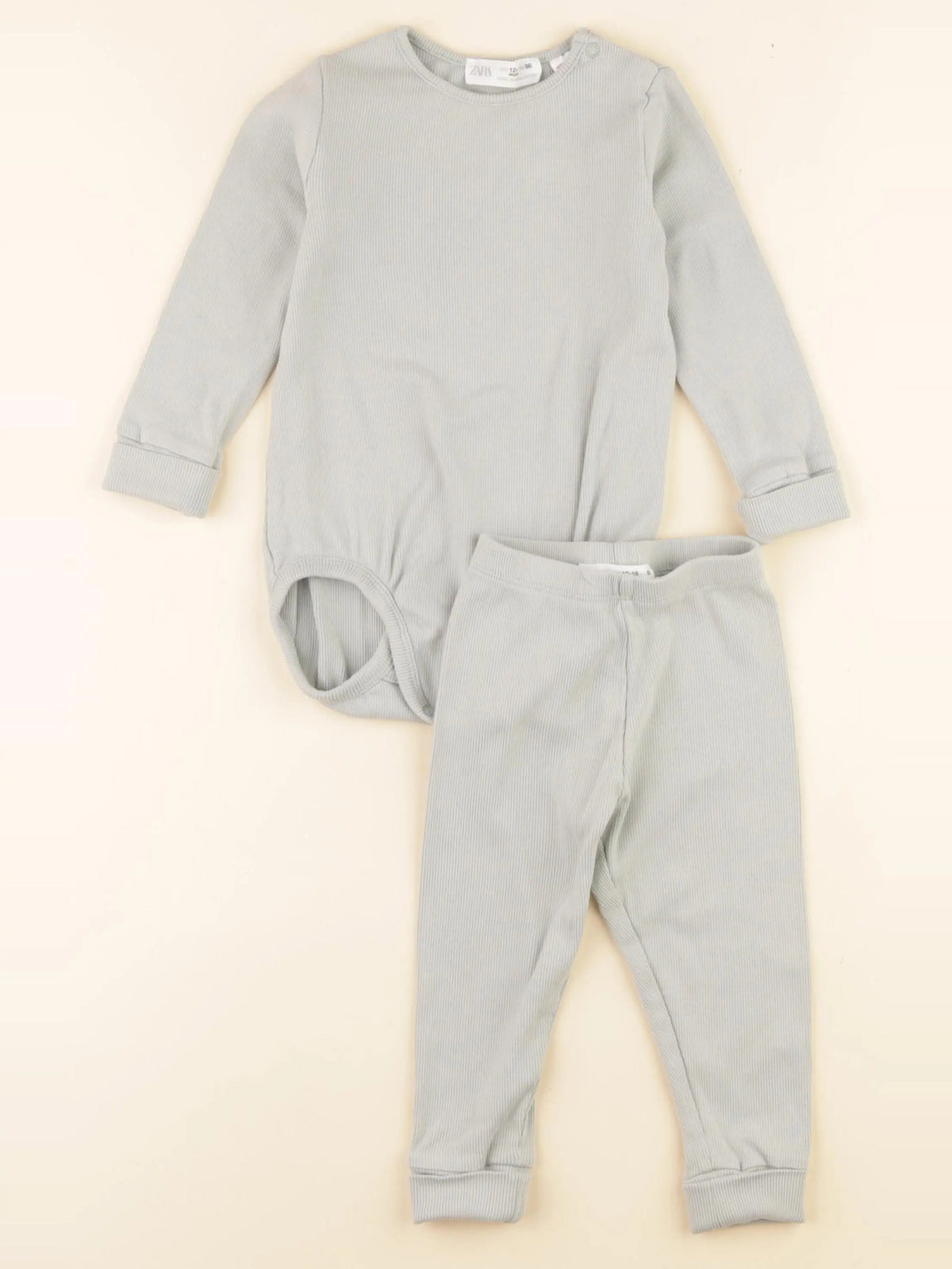 Zara - ensemble coton bleu - 12/18 mois