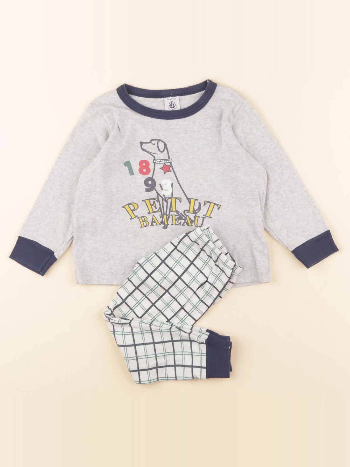 Petit Bateau - pyjama coton gris - 2 ans