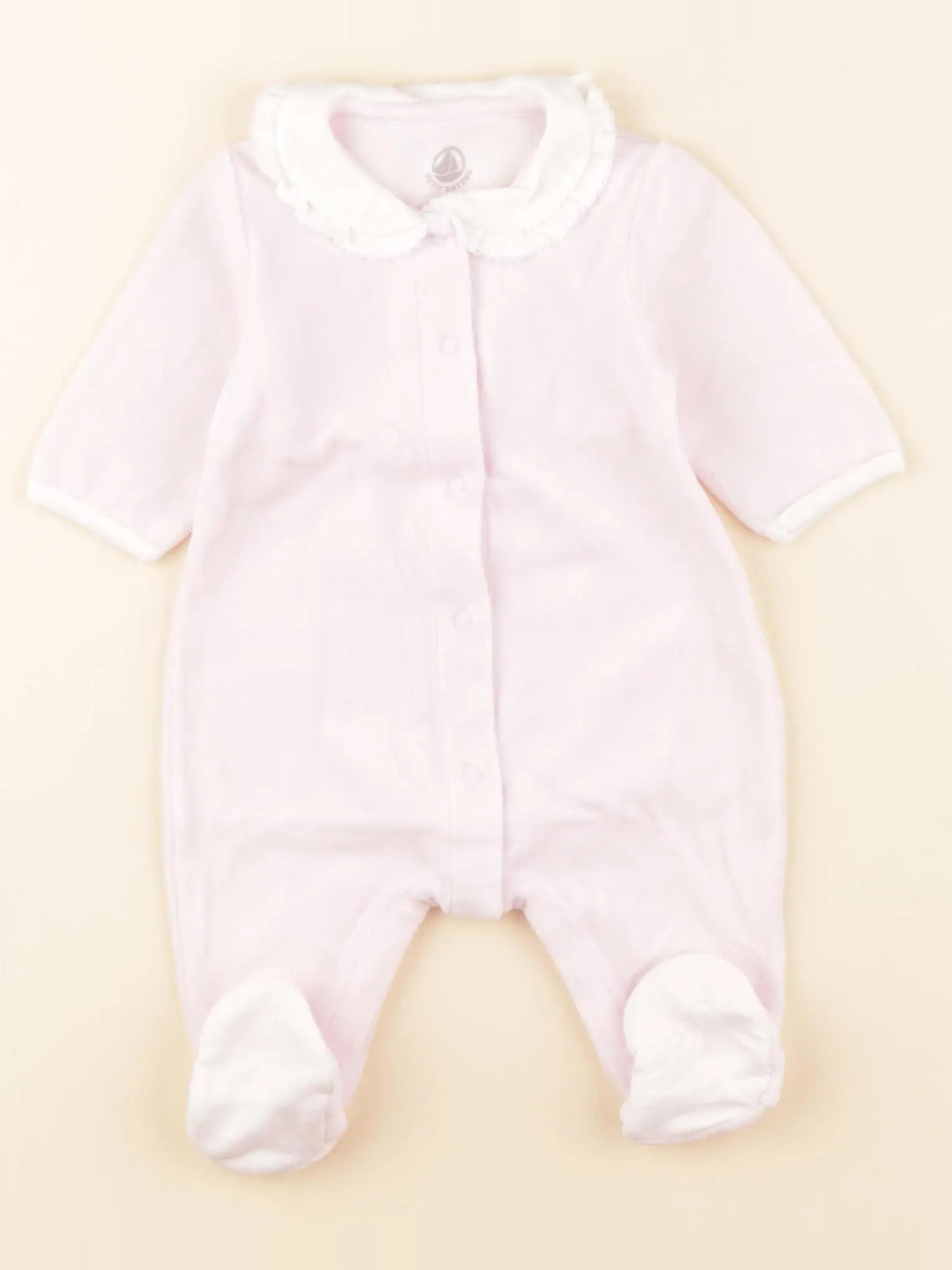 Petit Bateau - pyjama velours rose - 1 mois
