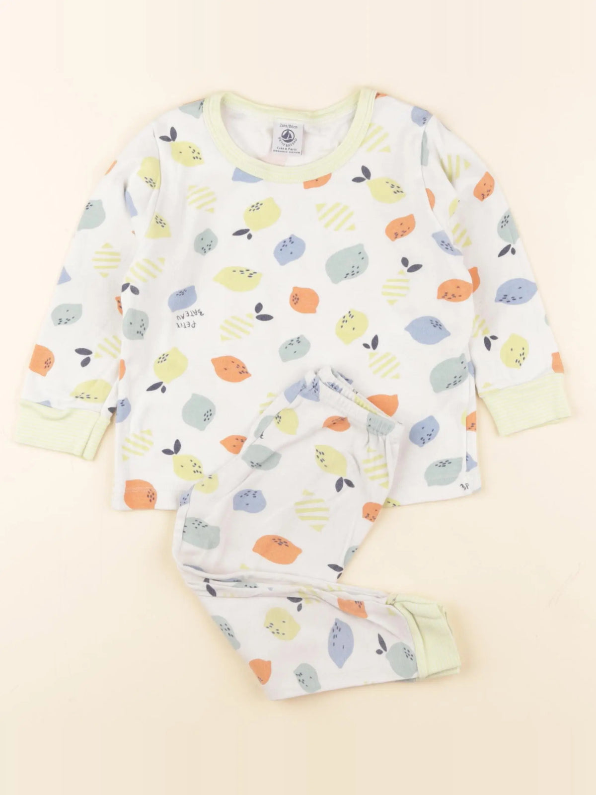 Petit Bateau - pyjama coton blanc - 2 ans