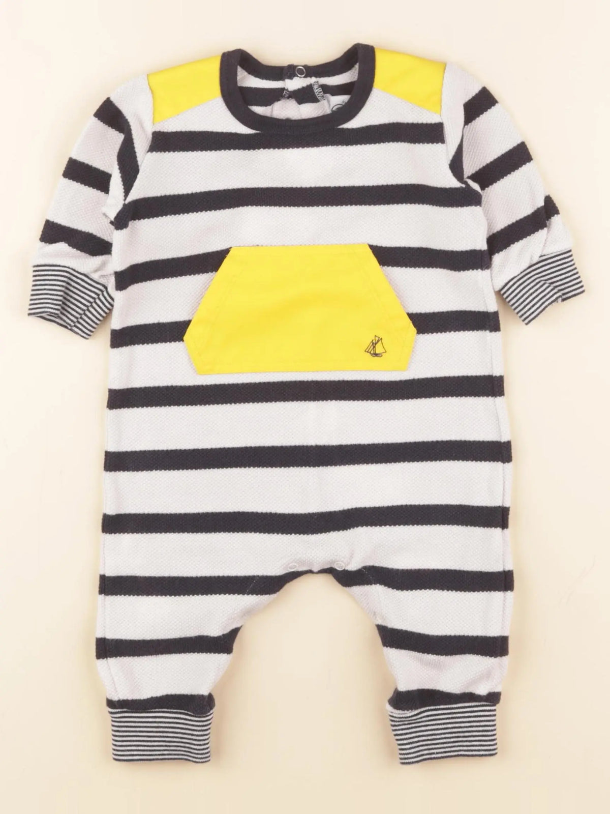 Petit Bateau - combinaison blanc, bleu - 6 mois