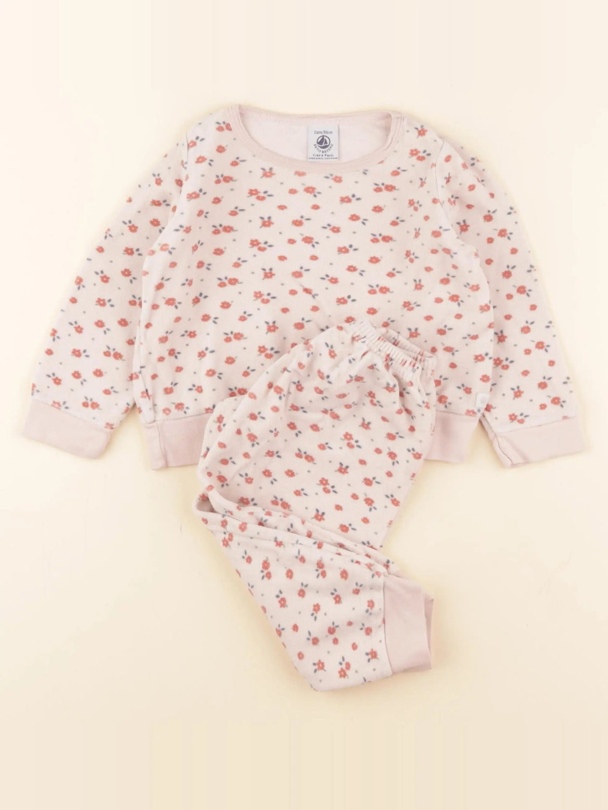 Petit Bateau - pyjama velours multicolore - 2 ans