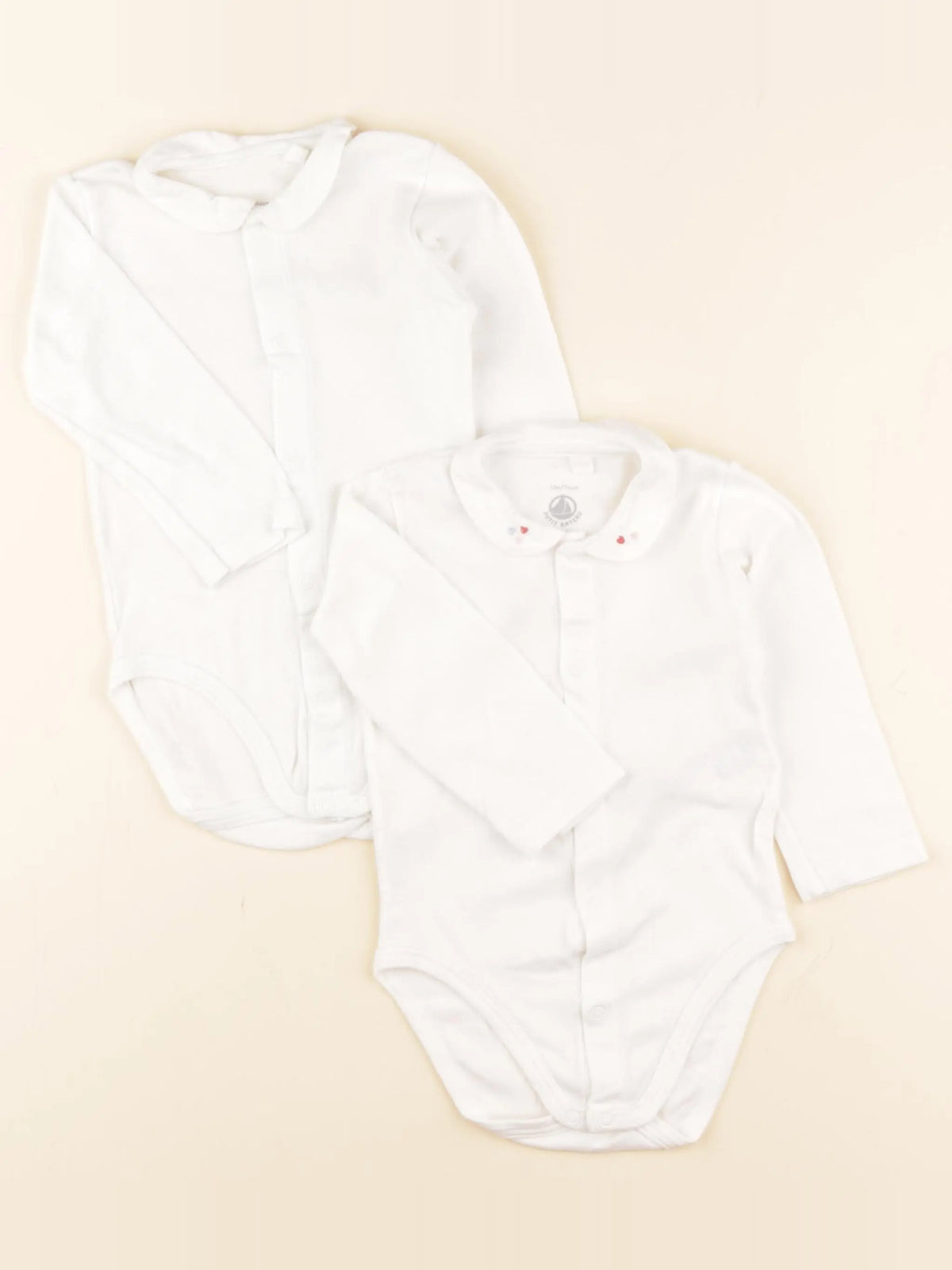 Petit Bateau - lot de 2 bodies en coton blanc - 12 mois