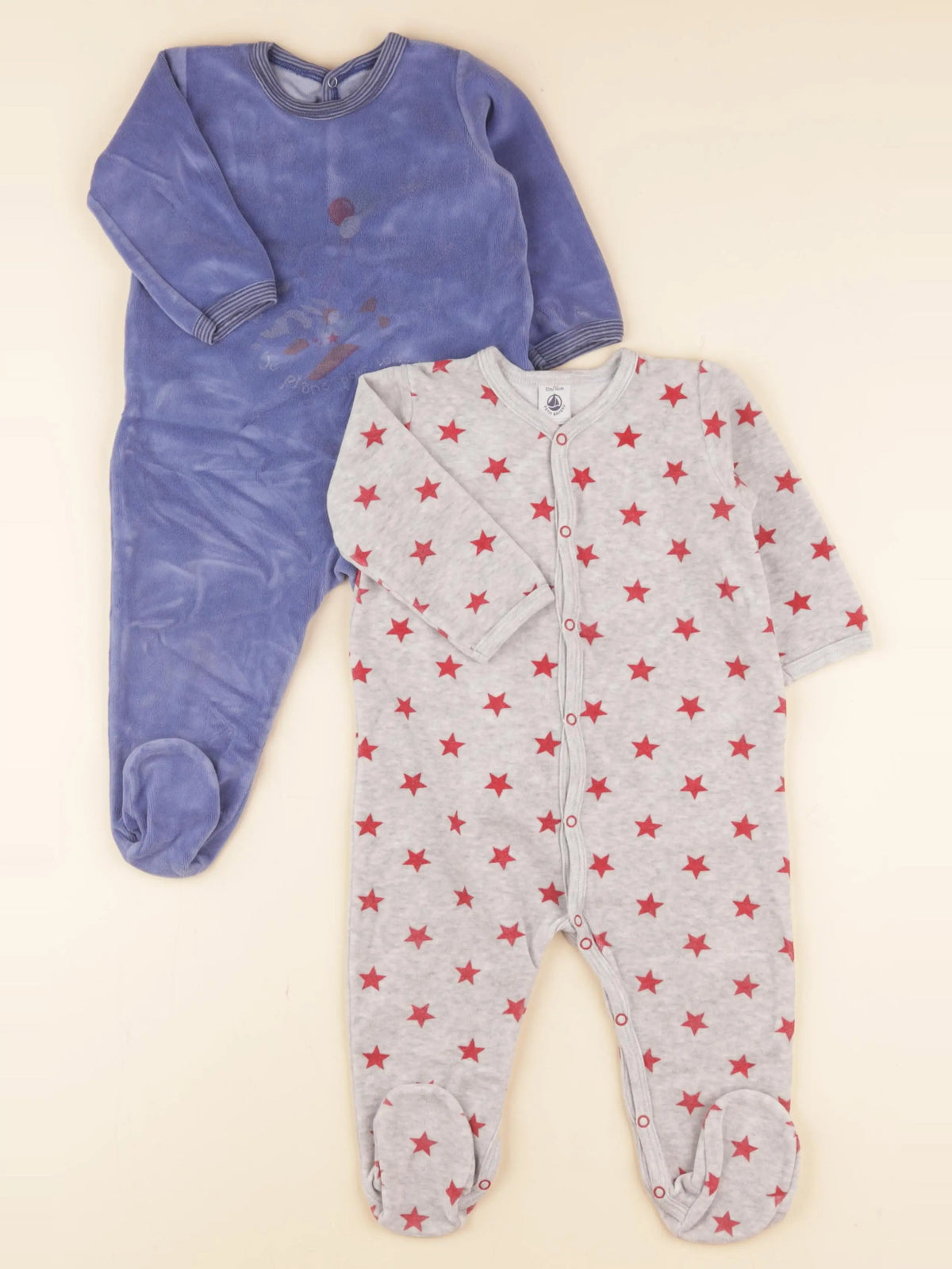 Petit Bateau - lot de 2 pyjamas velours multicolore - 12 mois