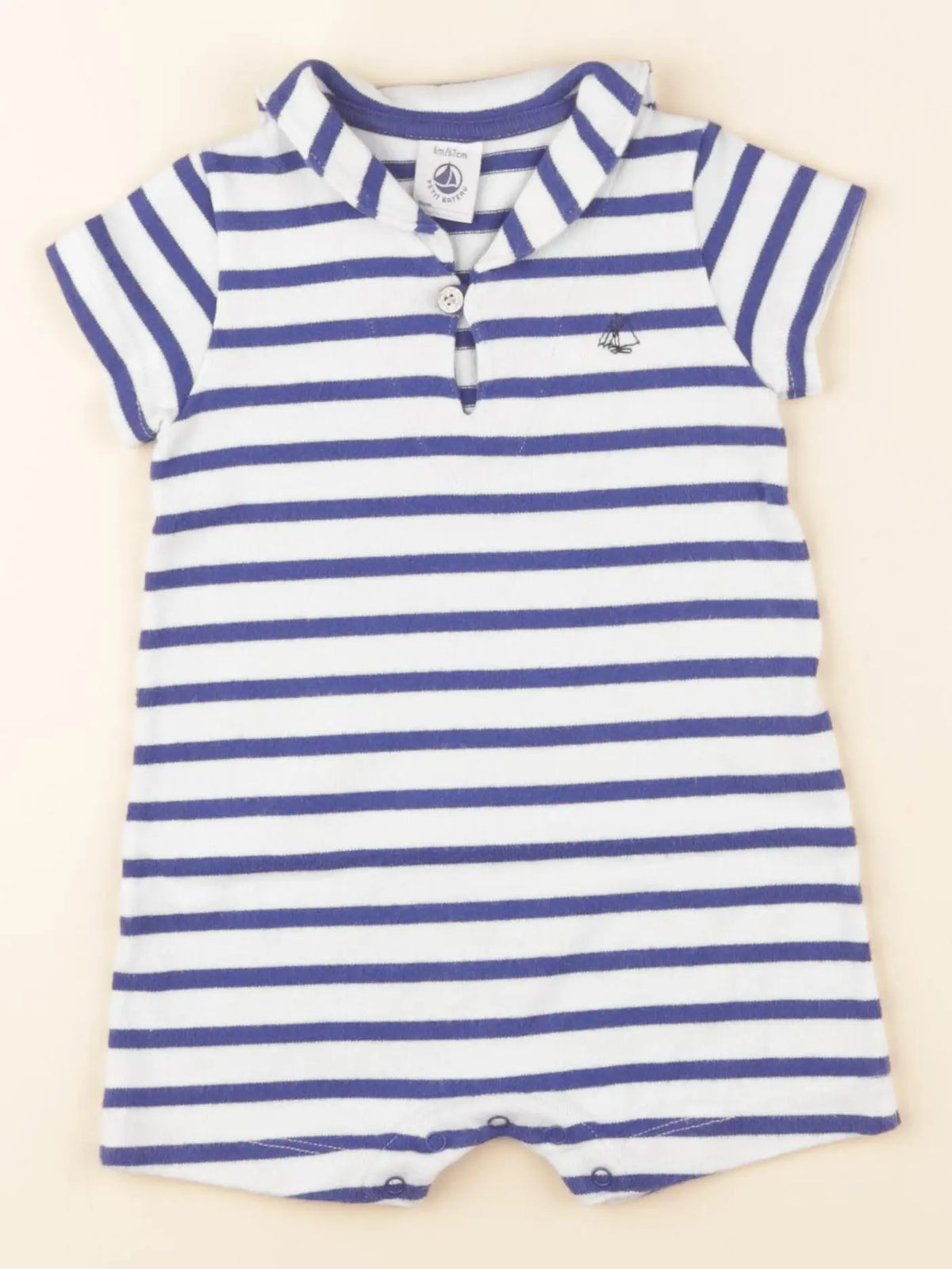 Petit Bateau - combinaison blanc, bleu - 6 mois
