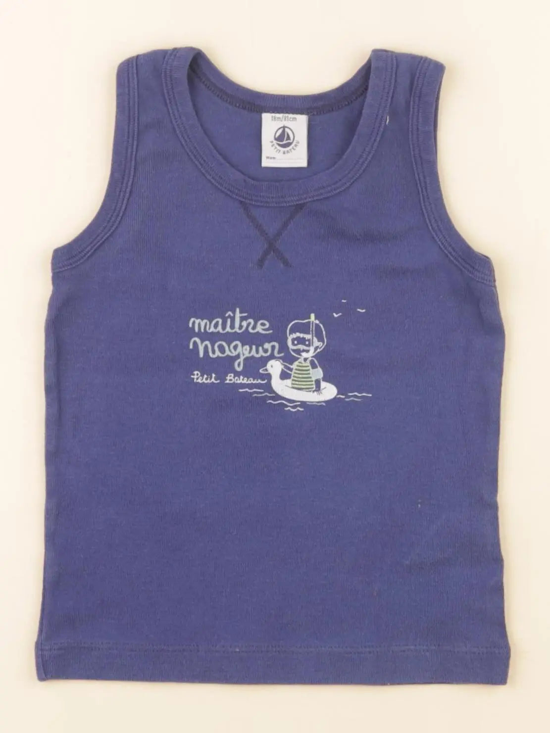 Petit Bateau - débardeur bleu - 18 mois