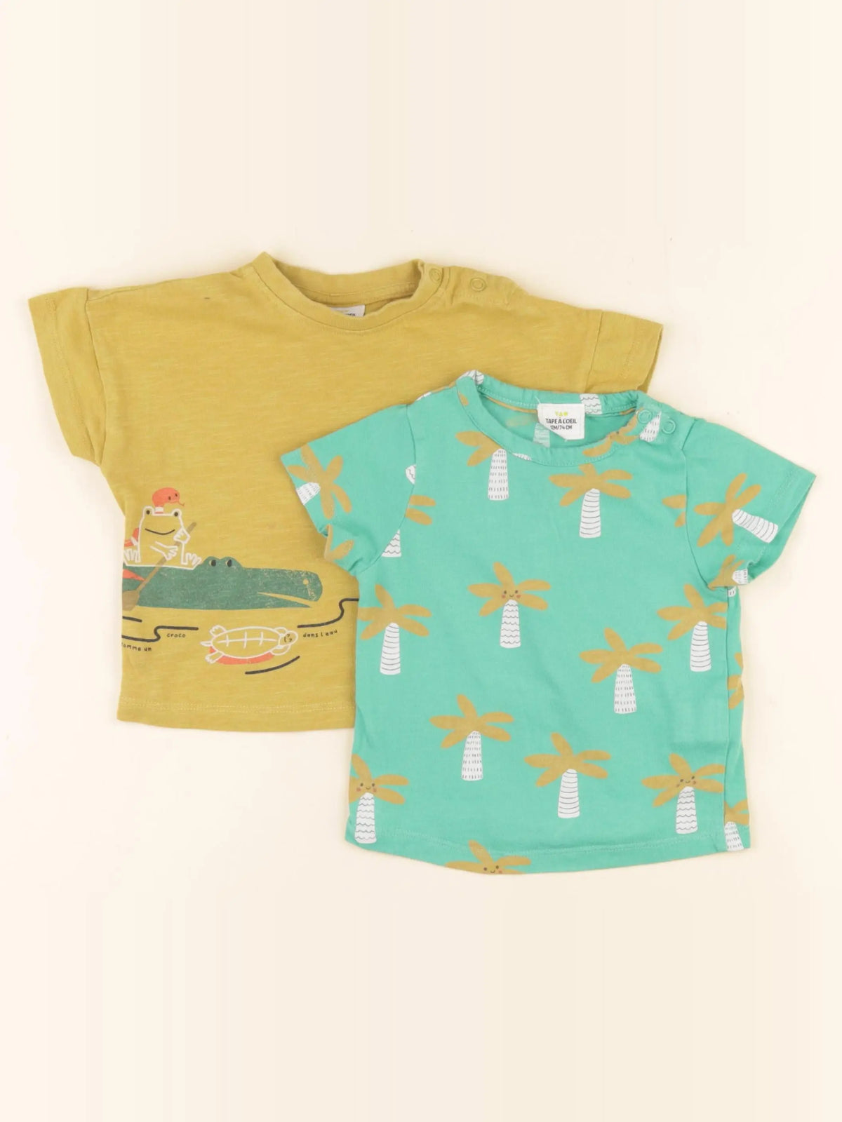 Tape à l'oeil - lot de 2 tee-shirts jaune, vert - 12 mois