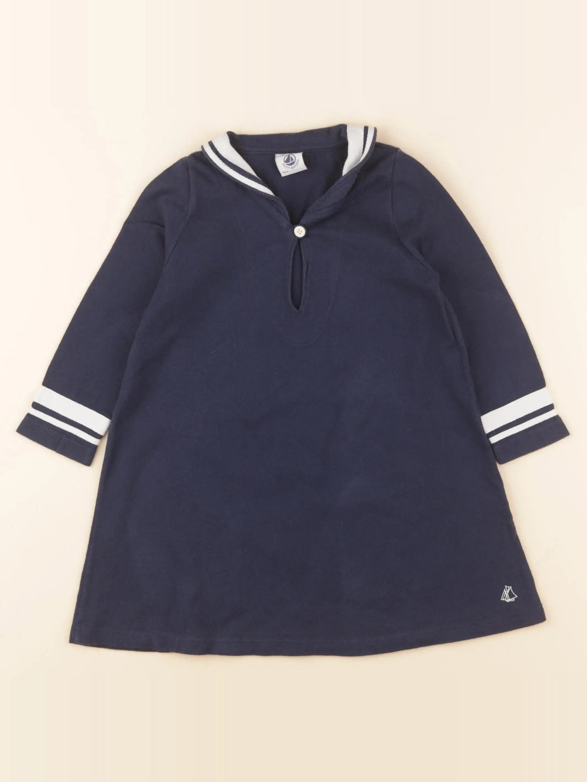 Petit Bateau - robe coton bleu - 24 mois