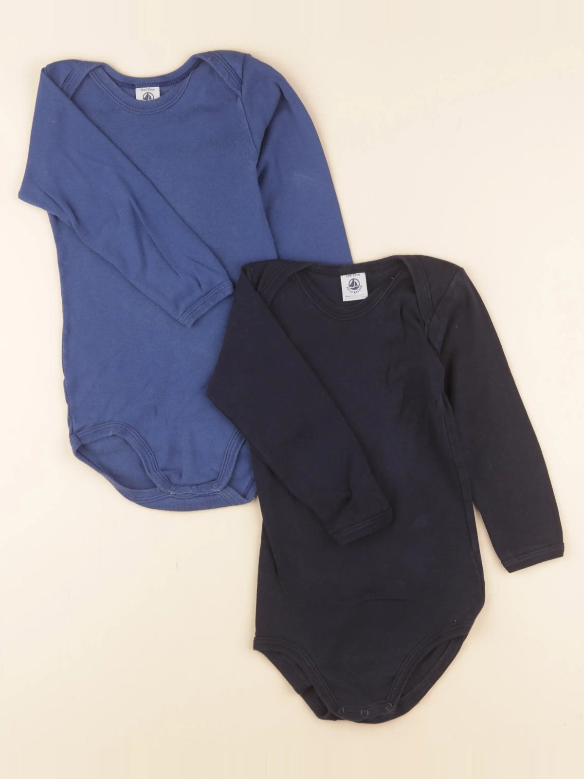 Petit Bateau - lot de 2 bodies en coton bleu - 36 mois