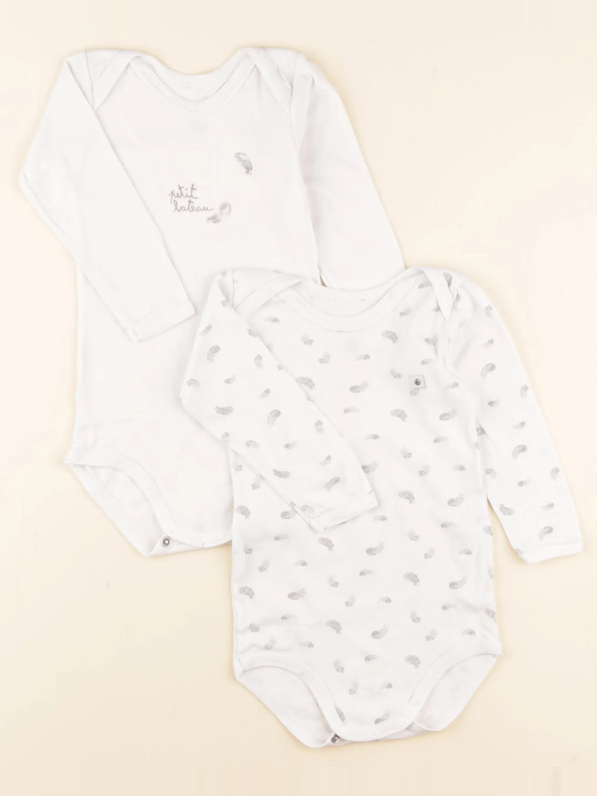 Petit Bateau - lot de 2 bodies en coton blanc - 18 mois