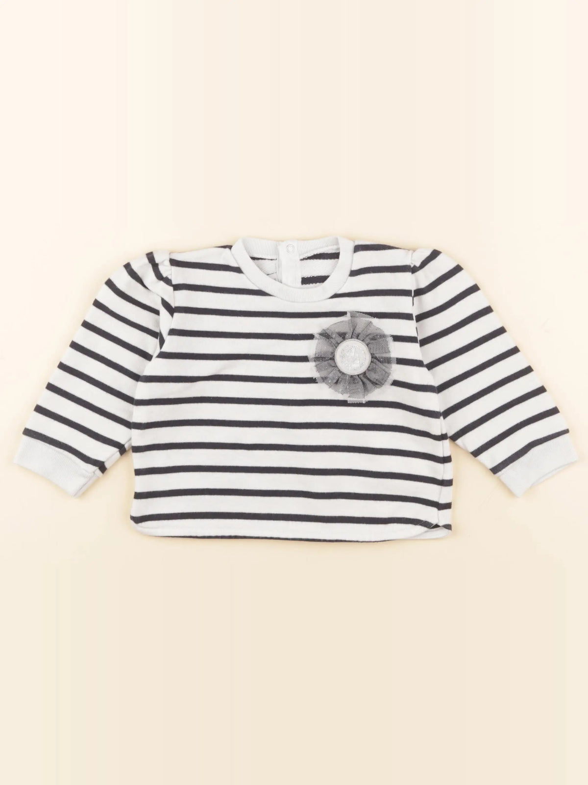 Petit Bateau - sweat bleu, blanc - 12 mois