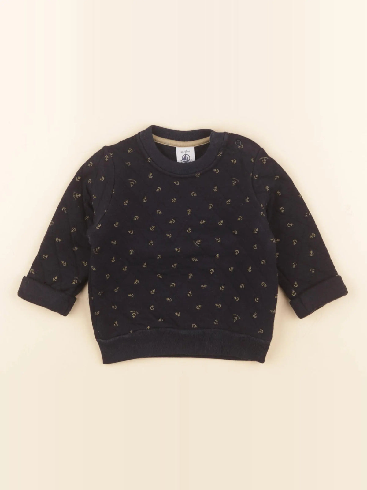 Petit Bateau - sweat bleu - 6 mois