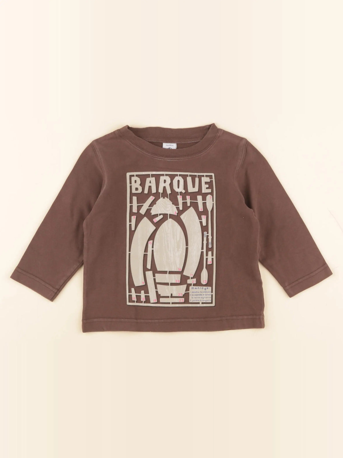 Petit Bateau - tee-shirt marron - 2 ans