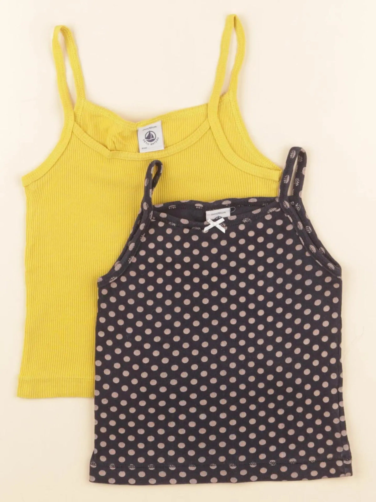 Petit Bateau - lot de 2 maillots de corps bleu, jaune - 2 ans