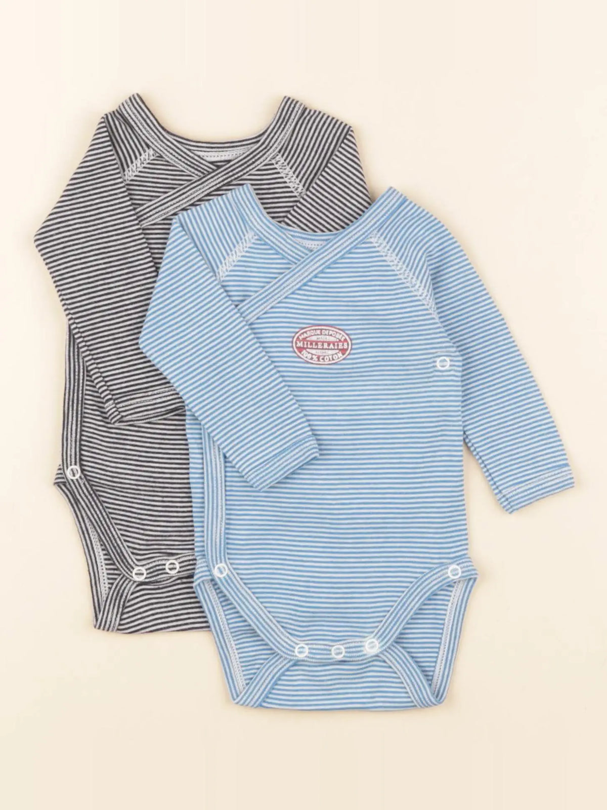 Petit Bateau - lot de 2 bodies en coton multicolore - 1 mois