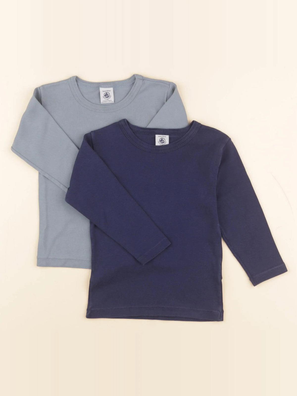 Petit Bateau - lot de 2 maillots de corps bleu - 3 ans