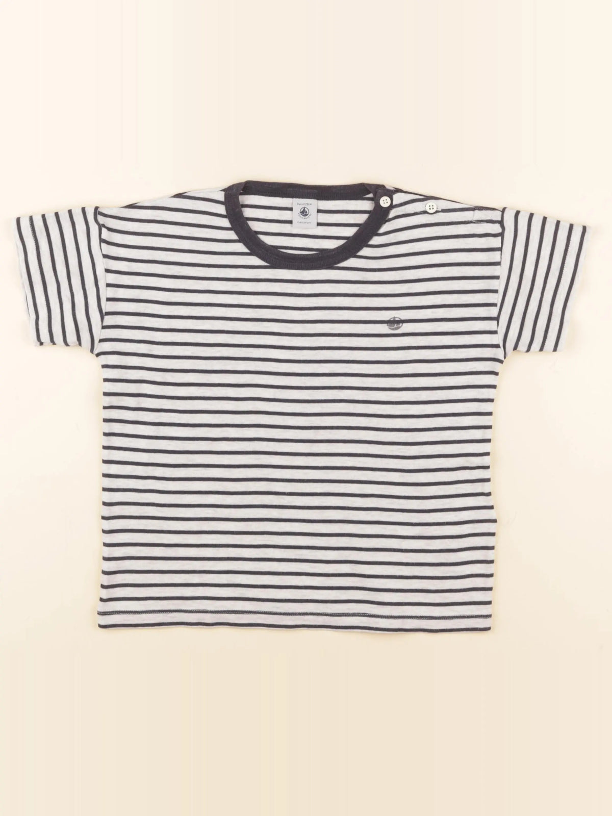 Petit Bateau - tee-shirt blanc, bleu - 8 ans