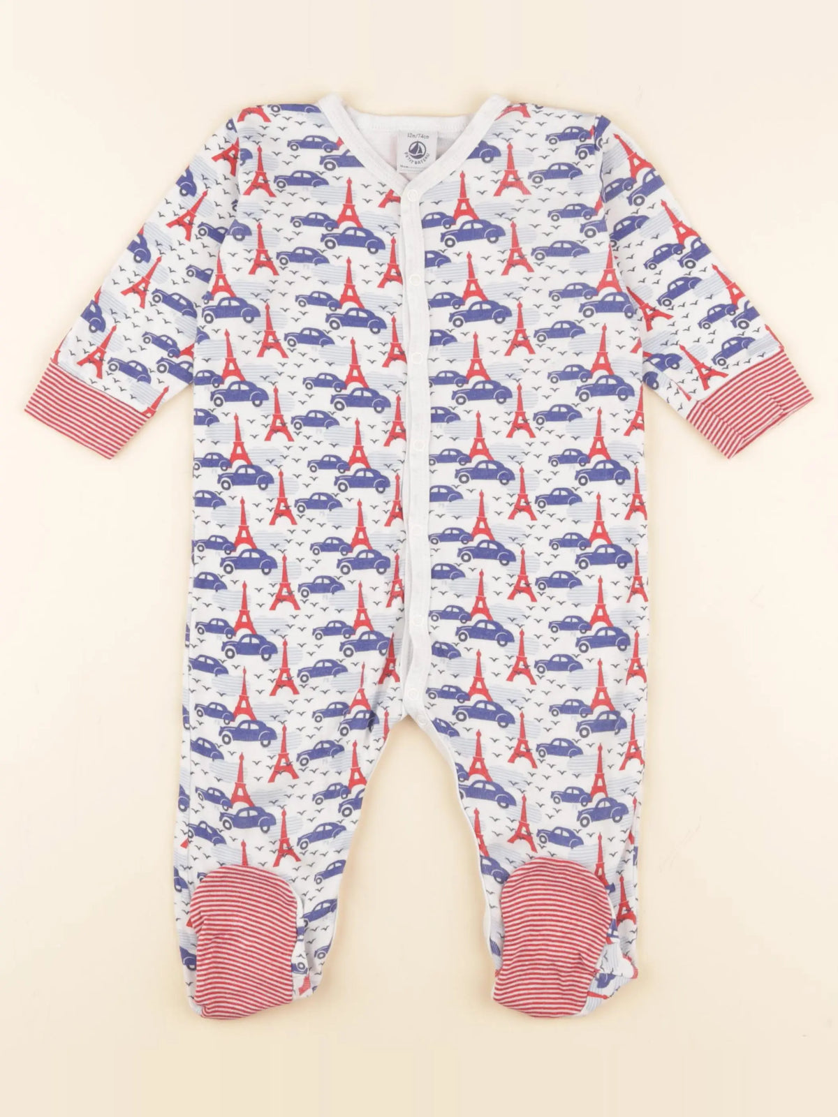 Petit Bateau - pyjama coton blanc - 12 mois