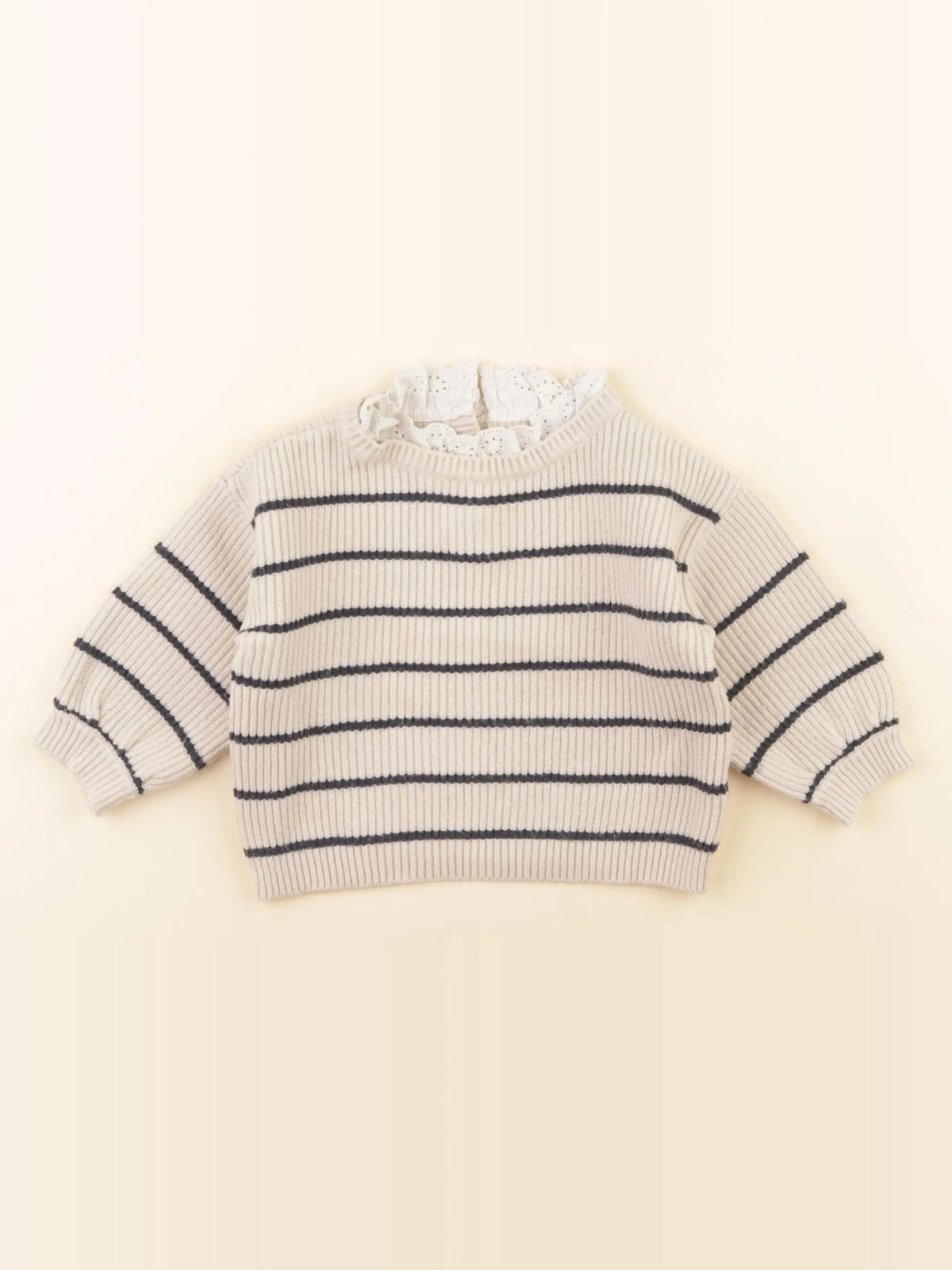 Vertbaudet - pull beige, bleu - 6 mois