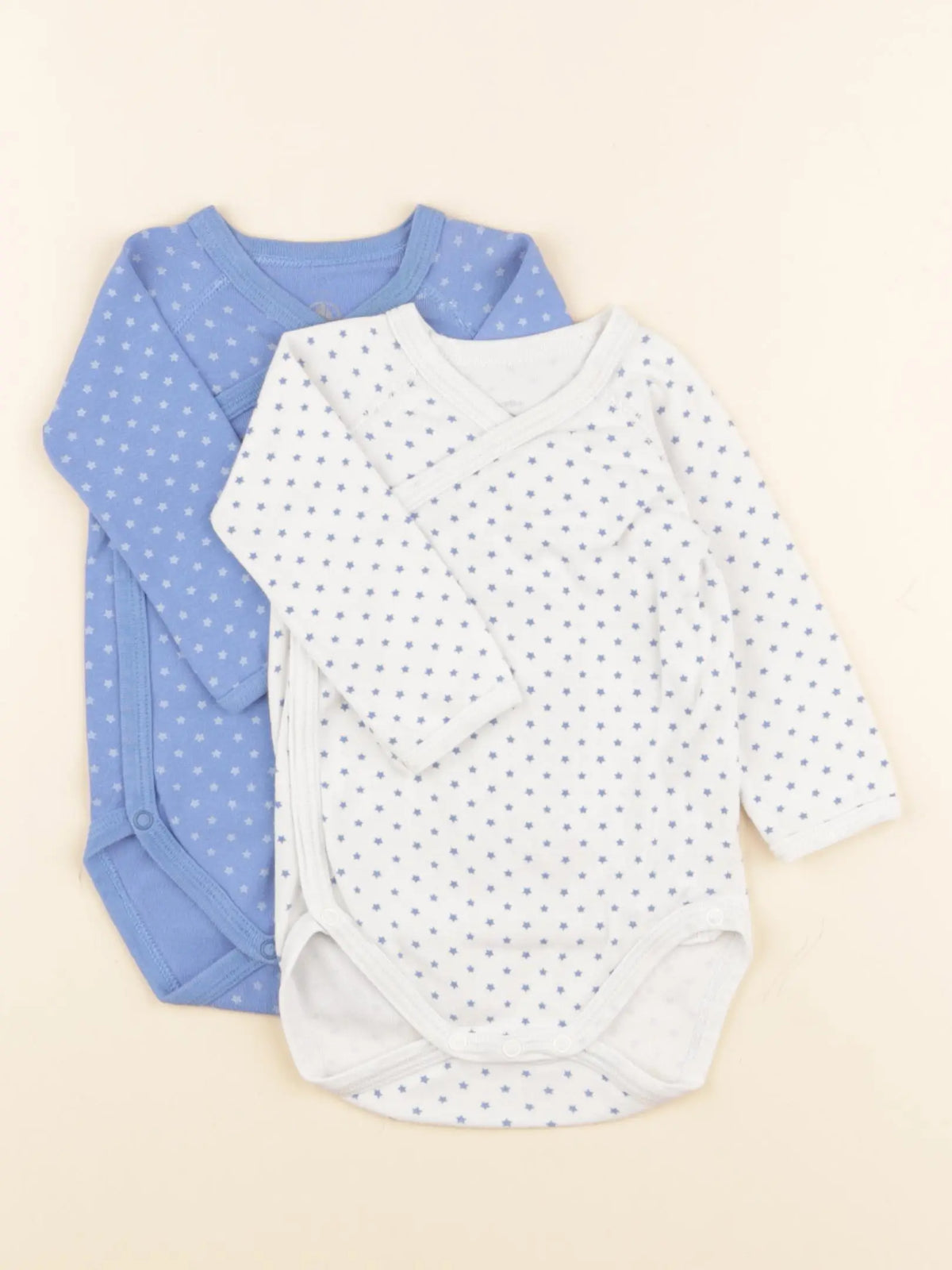 Petit Bateau - lot de 2 bodies en coton bleu, blanc - 6 mois