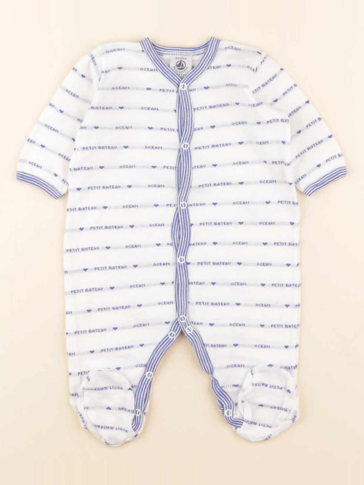 Petit Bateau - pyjama coton bleu - 3 mois