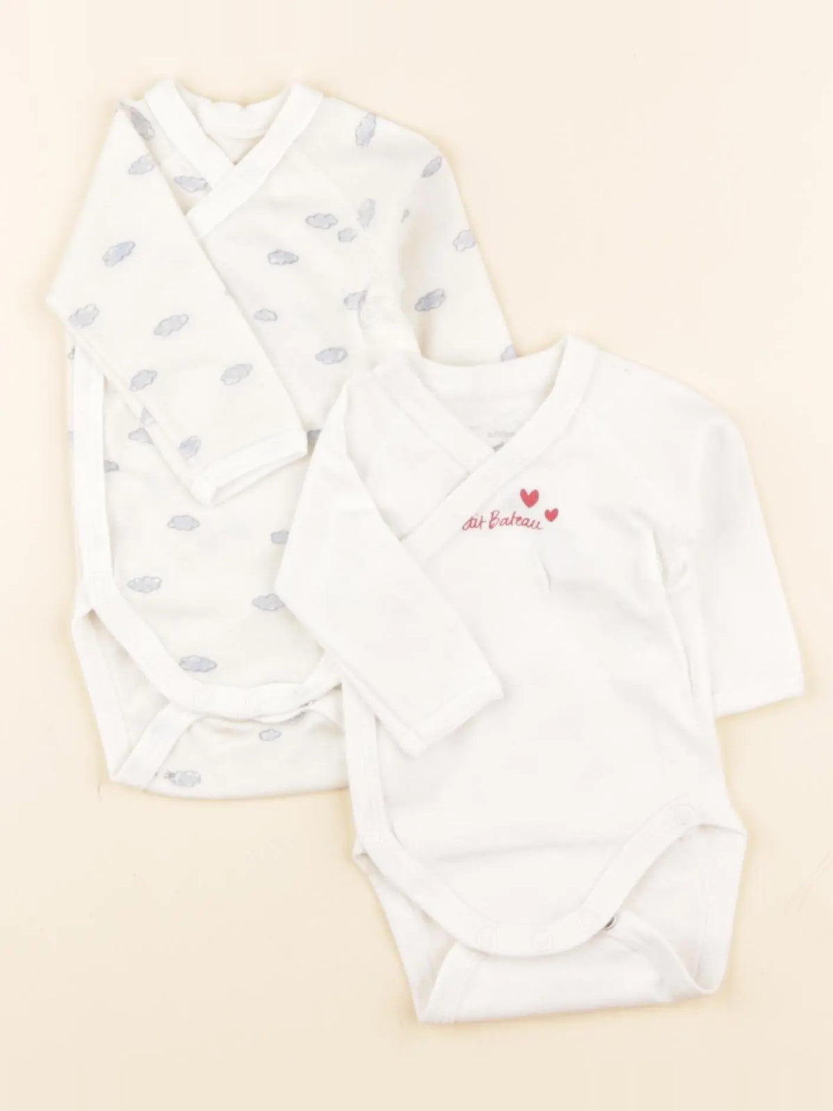 Petit Bateau - lot de 2 bodies en coton multicolore - 0 mois
