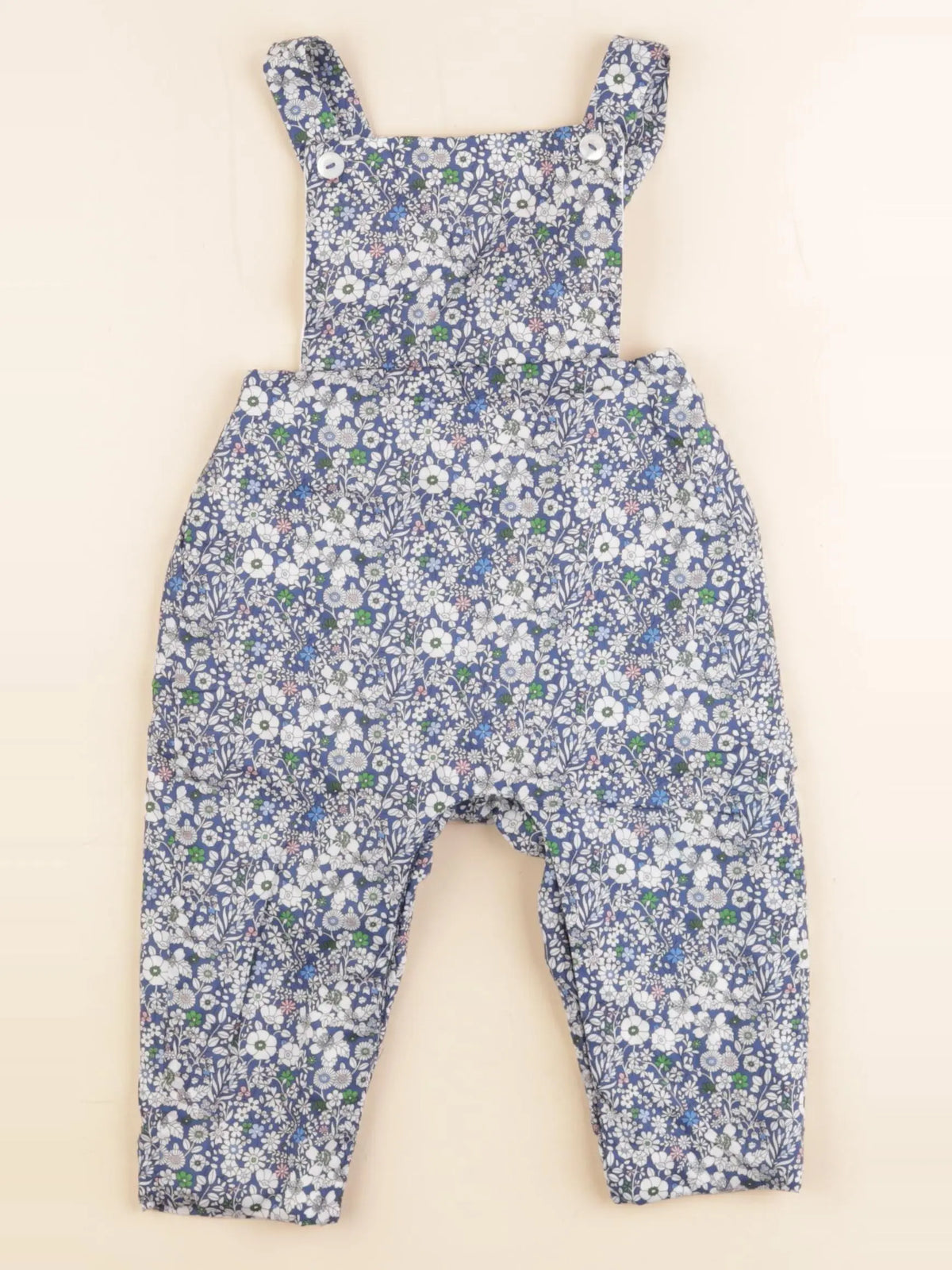 Jacadi - combinaison doublé, liberty blanc, bleu - 12 mois